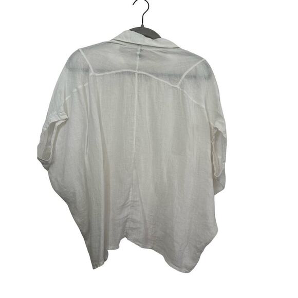 Inizio Women's White 100% Linen made in Italy Button Up Cropped Top Size Small - Picture 6 of 10